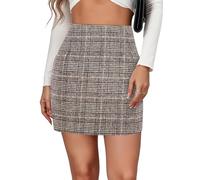 Minetom Femme Plaid Jupe Moulante Tartan Mini Jupe Crayon Bodycon Taille Haute Court Shirt Business Droite Jupe À Carreaux A Café S