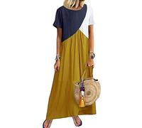 Minetom Femme Robe d'été Chic Coton Robe de Plage Grande Taille Robe Desigual Femme B Jaune FR 44
