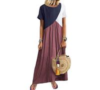 Minetom Femme Robe d'été Chic Coton Robe de Plage Grande Taille Robe Desigual Femme B Rose FR 42