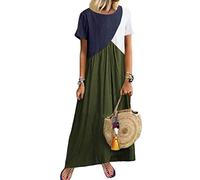 Minetom Femme Robe d'été Chic Coton Robe de Plage Grande Taille Robe Desigual Femme B Vert FR 50