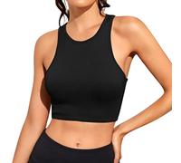 Minetom Femmes Débardeurs Sexy Court Tops Blouse Stretch Manche Court Slim Crop Top T-Shirt Uni Été Yoga Fitness Sport Haut D Noir M