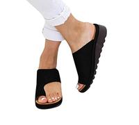 Minetom Femmes Sandales Orthopédiques Hallux Valgus Compensées Tongs Confortables pour Dames avec Correction du Gros Orteil Pantoufles Décontractées À Bout Ouvert A Noir 43 EU