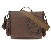 Minetom Homme Sacoche Sac Bandoulière Toile Voyage Besace Vintage École Plein Sport Occasionnels Loisir Sacoche Rétro Pack Marron One Size(39 * 28 * 14 cm)