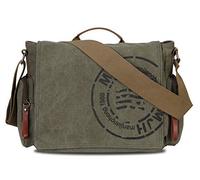 Minetom Homme Sacoche Sac Bandoulière Toile Voyage Besace Vintage École Plein Sport Occasionnels Loisir Sacoche Rétro Pack Armée Verte One Size(39 * 28 * 14 cm)