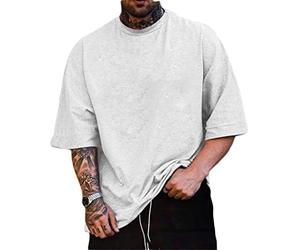 Minetom Homme T-Shirt Oversize Col Rond Large Manches Courtes Oversized Imprimé Tee Shirt Sport Décontracté Chemises B Blanc XL