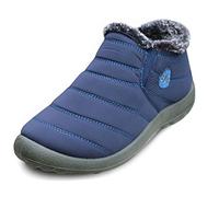 Minetom Hommes Femme Chaussures Bottes de Neige avec Chaud Doublure Cheville Hiver Boots Imperméable avec Epais Fourrure Bottine pour Sport en Plein Air BJ Bleu EU 41