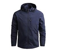 Minetom Hommes Veste de Randonnée Imperméables Softshell Coupe-Vent Outdoor Printemps Automne Sportif Manteau avec Capuche A Bleu 3XL