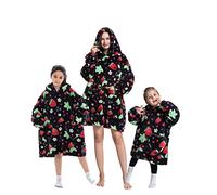 Minetom Hoodie Unisexe Couverture Polaire Sweats à Capuche Adulte Enfants Hiver Pull Doux Chaud Oversize Flanelle Sweatshirt Rouge Taille Unique