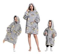 Minetom Hoodie Unisexe Couverture Polaire Sweats à Capuche Adulte Enfants Hiver Pull Doux Chaud Oversize Flanelle Sweatshirt Gris 7-13 Ans