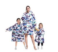 Minetom Hoodie Unisexe Couverture Polaire Sweats à Capuche Adulte Enfants Hiver Pull Doux Chaud Oversize Flanelle Sweatshirt Bleu Taille Unique