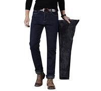 Minetom Jeans Homme Hiver Chaud Doublure Polaire Thermique Stretch Élastique Straight Denim Pants Streetwear B Noir XL