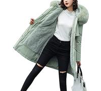 Minetom Manteau Femme Hiver Doudoune Chaud Parka Longue Blouson À Capuche en Fausse Fourrure Trenche Grande Taille Duvet en Coton A Vert L