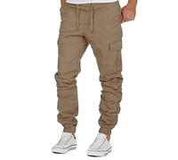 Minetom Pantalon Cargo Slim Homme Casual Été Pantalons Jogging Multi Poche Cordon De Serrage Baggy Style Pants Kaki X-Small