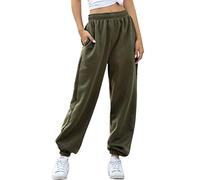 Minetom Pantalon de Jogging Femmes Pantalons de Survêtement Long pour Running Fitness Training Élastique Taille Haute Pants avec Poche (XXL, A Vert Armée Normal)