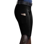 Minetom Pantalon D'Équitation pour Femmes Taille Haute pour Les Cavaliers Skinny Pantalon De Tir À l'arc Leggings avec Poche Noir XS