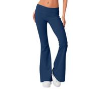 Minetom Pantalon Patte d'Éléphant Femme Casual Évasé Bootcut Pilates Fitness Yoga Pants Stretch Elastique Confort Flare Leggings A Bleu M
