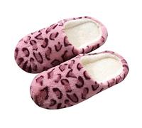 Minetom Pantoufles Femmes Chaussons Hiver Accueil Chaussures Unisexe Chaussures Intérieur Faux Fourrure Léopard Chaussons A Rose 36/37 EU
