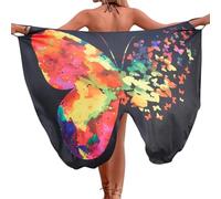 Minetom Paréo Femme Robe de Plage Cache-Maillots Imprimé Papillon Sarong Wrap Dos Nu Été Maillots de Bain Bikini Cover Up B Multicolore M