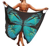 Minetom Paréo Femme Robe de Plage Cache-Maillots Imprimé Sarong Wrap Dos Nu Été Maillots de Bain Bikini Cover Up B Noir M