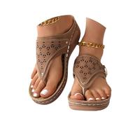 Minetom Sandales Compensées Femme Été PU Orthopédique Tongs De Plage Et Claquettes De Piscine Plage Sandales Bout Ouvert Sabot Chaussures A Marron 40 EU