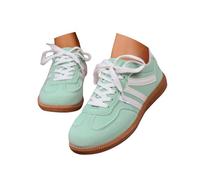 Minetom Sneakers Femmes Suède Épissage Baskets Mode Chaussures Décontractées Simples pour Marcher Courir Fitness D2 Vert Clair 41 EU