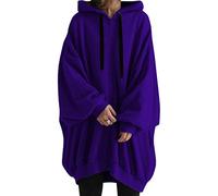 Minetom Sweat à Capuche Femme Casual Zippé Hoodies Sweatshirt Pulls Oversize Manches Longues Manteau Long Veste Violet XXL
