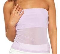Minetom Top Femme Haut Court Dos Nu T-Shirt Sexy Bretelles Débardeur sans Manches Y2K Crop Top Bustier Imprimé Fleurs Haut K Violet XS