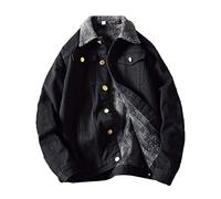 Minetom Trucker Veste en Jean Homme Blouson en Jean Trucker Jacket Denim Blouson Denim Moto Doublure en Molleton Artificiel Veste Jean C Noir 4XL