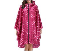 Minetom Veste de Pluie Poncho pour Femme Homme Imperméable Léger Réutilisable Randonnée Camping Moto Vélo Manteau de Pluie Veste avec Capuche A Rouge Taille Unique