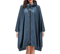 Minetom Veste de Pluie Poncho pour Femme Homme Imperméable Léger Réutilisable Randonnée Camping Moto Vélo Manteau de Pluie Veste avec Capuche C Marine XL