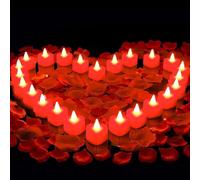 Mineup 24 Bougies LED en Forme de cœur romantique et 2000 petale de rose, Forme de Coeur Bougies LED, bougie coeur Bougies Romantiques pour fêtes, mariages, Saint-Valentin