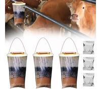 Mineup 3 PCS Piege a Mouche Interieur Exterieur Kit, Piège à Moucherons Transparent, Piege a Mouche Exterieur avec appât à Mouches, Red Top Fly Traps pour Jardin, Ferme, écurie extérieure