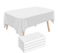 Mineup 4 Nappes Jetables, 137 x 274 cm Nappe Intissé Blanche, Nappes Imperméable en PEVE, Nappe rectangulaire pour fête, Anniversaire, Mariage, Baby Shower