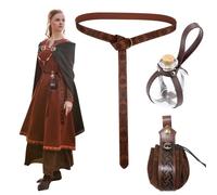 Mineup Accessoire De Costume Medieval, 3PCS Costume De Nécromancien D'Halloween, Ceinture Médiévale, Bouteille De Potion Magique, Sac Médiéval, Costumes Renaissance Pour Femme Homme Halloween Cosplay