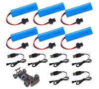 Mineup Batterie 14500 3.7v 800mah, 3.7V 800mah Li-ION Battery, 6 Pièces Batterie 14500 Rechargeables, RC Batterie avec 6 Chargeur USB SM-2P pour RC pour RC Car Off Road Truck Jouet Télécommande