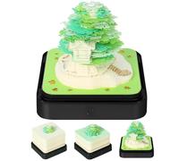 Mineup Calendrier 3D 2026, Calendrier de Bureau avec lumières, Calendrie 3D De La Cabane dans Les Arbres avec Abat-Jour Transparent, pour Écoration De Maison, Bureau, École, Cadeau De Noël (Vert)