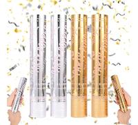 Mineup Canon Confettis Mariage*4, 30 cm Confetti Cannons Poppers, Canon Confettis Anniversaire, Portée 5-8 m, Confett Biodegradables, Cano à Confett pour Mariage, Fête, Anniversaire, Réveillon