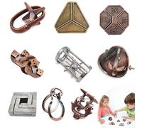 Mineup Casse Tete Metallique, 9 Pièces Jeux Casse Tête Metal, Jeu Educatif Logic Jouet, Puzzles en Fil métallique pour Casse-tête, Jeu de Puzzle en métal,Logic Jouet Classique Cadeau pour Adulte Enfan