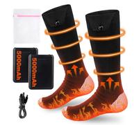 Mineup Chaussettes Chauffantes, 2x5000 MAh Chaussettes Chauffantes USB Rechargeables Électriques, Chauffage Chaussett d'hiver Coton avec 3 Niveaux De Température, Chauffe Pied pour Ski Camping Moto