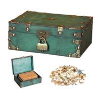 Mineup Coffre Au Trésor En Bois Vintage, Petit Coffre Au Trésor Vintage Pirate Avec Cadenas, Vintage Coffre Au TréSor De Pirate, Bois Coffre Au TréSor En Bois Pour Ranger Décorer (24 * 17 * 9.5cm)
