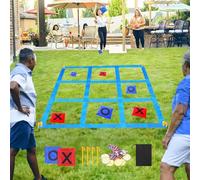 Mineup Jeu de Morpion Géant, 1.2 m x 1.2 m Jeux d'extérieur Géants Tic Tac Toe, Jeu de Lancer de Sacs de Fèves Tic Tac Toe Portable, pour l'extérieur, Pelouse, Cour, Carnaval, Fête d'anniversaire