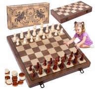 Mineup Jeu D'éChecs, 39 x 39 cm Magnetique Jeu échecs et de Dames, Jeu d'échecs Magnetique Bois,Pliable Portable Ensemble D'échiquier pour Adultes, débutants et Professionnels
