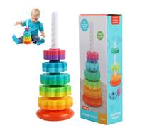 Mineup Jouets Empilables Pour Enfants, Jouet À Empiler En Rotation, Jouet Rotatif Arc-en-Ciel, Tour D'empilage Rotative,Pyramide Pour Bébé Jouet À Empiler,Jouet Empilable Pour Bébé Cadeau 1 2 3 Ans(B)