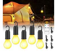 Mineup Lampe Camping Rechargeable, 5PCS Lanterne De Camping Ampoule Rechargeable Usb, Luminosité Réglable 3 Modes, 2800K Lampe Portable Led Rechargeable Pour Camping, Randonnée, Jardin, Lumière