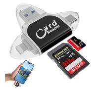 Mineup Lecteur De Carte SD, 4 en 1 Lecteur De Carte Mémoire Portable, Adaptateur Lecteur Carte SD, Adaptateur De Carte, Adaptateur Multiport USB C Compatible avec Windows Mac OS Linux Android SD/T