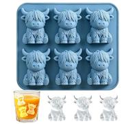 Mineup Moule À Glaçons Mini Vache Des Highlands, 3D Cute Highland Cow Silicone Ice Cube Tray, Reusable Cattle Shaped Ice Mold Avec 6 Cavités, Idéal Pour Cocktails, Bières Et Autres Boissons