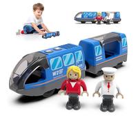 Mineup Train de locomotives à Piles, Train électrique Enfant Locomotive à Piles à Vapeur, Train en Bois Compatible avec Thomas, Brio, Chuggington, Jouet pour Tout-Petits (Connexion magnétique)