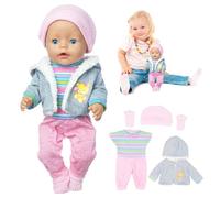Mineup Vêtement de Poupée, 5 PCS Vêtements Poupée pour New Born Baby Poupée 43-48 cm, Vêtements de Poupée Bébé,Chapeau, Combinaison, Chaussettes,Manteau