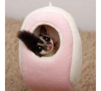 Mineweii Hamster Weasel Hamac lit suspendu en forme de grotte en peluche courte pour petits animaux (rose)