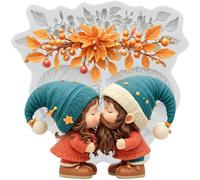 MINFEIDMS Lutin de Noël Moules Fondant Noël Moule en Silicone pour Décoration de Gâteau Cupcake Topper Chocolat Bonbons Sucre Artisanat Pâte en Caoutchouc Argile Polymère